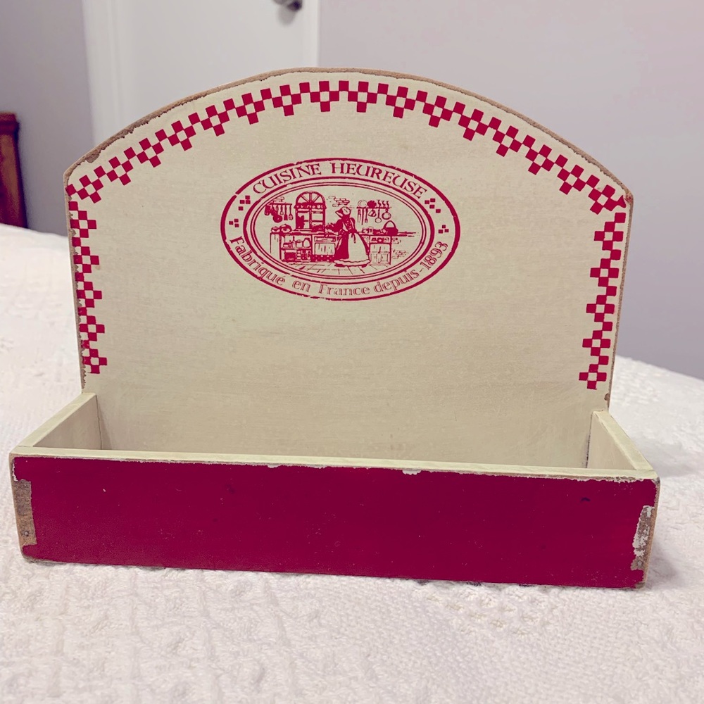 Vintage little box.  Red and white.  Cute kitchen decor.
